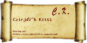 Czirják Kitti névjegykártya
